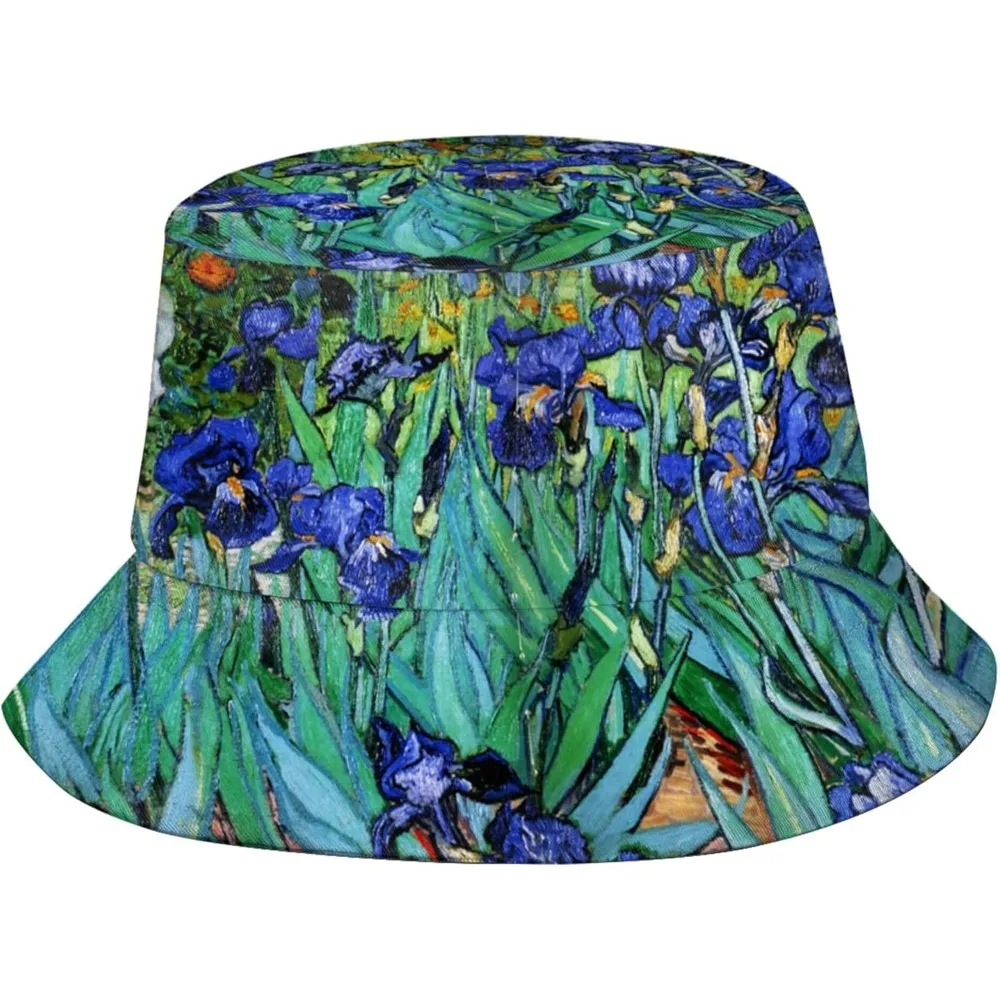 

Панамы Irises 2, Ван Гога для женщин и мужчин, модная летняя рыбацкая кепка, дорожная пляжная шляпа, компактная шляпа от солнца