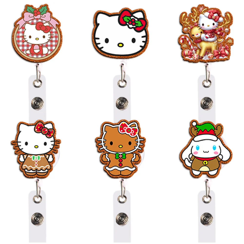 S Cat Color Glitter Acrylic Reel Clip Badge Reel Retractable with Alligator Swivel Clip PVC ID Badge Holder for Nurse Doctor Gif - view 4