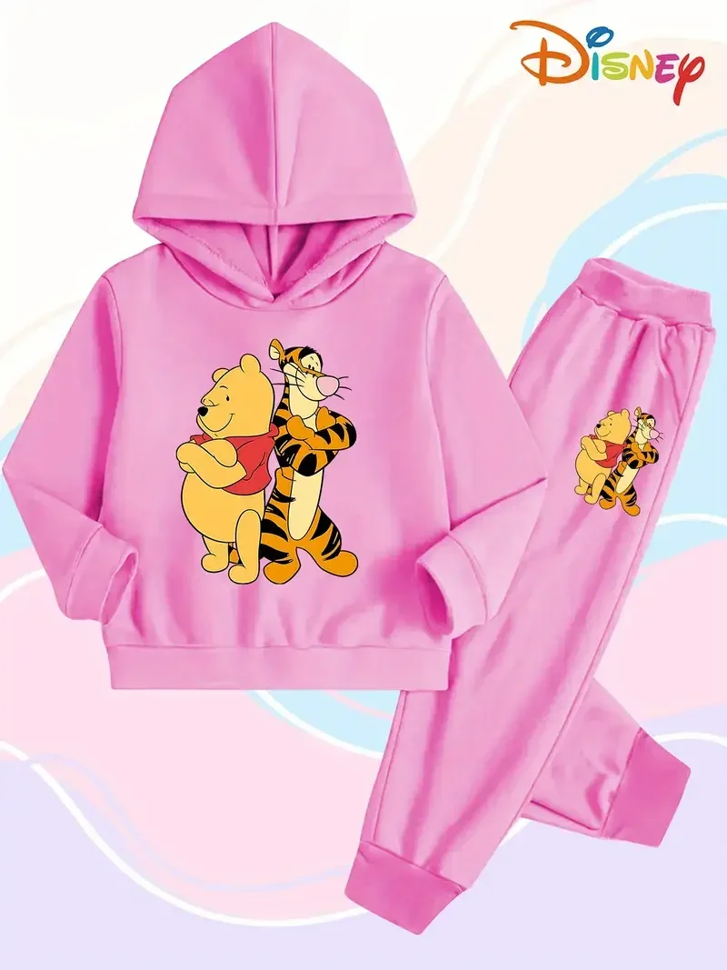 

Disney Winnie the Pooh and Tigger Kids' Autumn/winter Pullover Hooded Sweatshirt and Sweatpants Set, Perfect for Everyday Wear