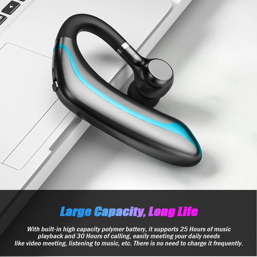 M70 سماعة لاسلكية تعمل بالبلوتوث 5.0 سماعة الأذن هوك ستيريو الصوت الموسيقى سماعة مقاوم للماء واحدة الأذن في الأذن اللاسلكية الأعمال سماعة