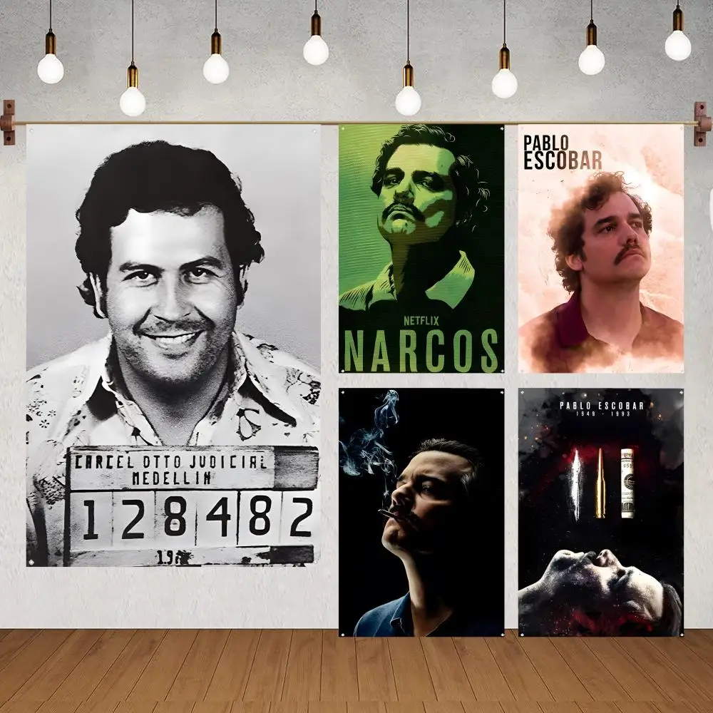 Pablo Escobar Flags Flags for indoor decoration with no edging and four corner rings for easy hanging