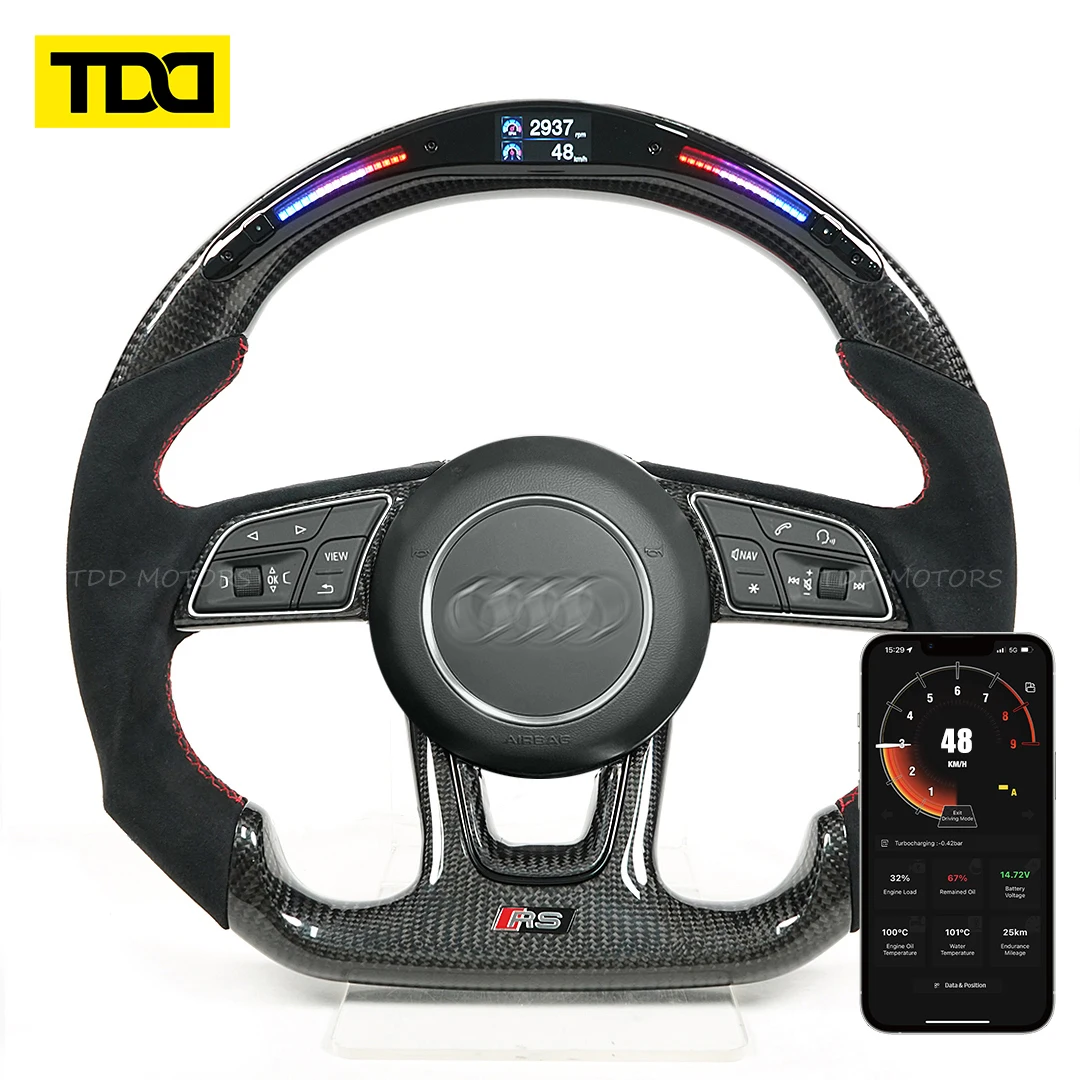 

TDD Carbon Fiber Steering Wheel For Audi A3 A4 B9 9.5 RS3 S3 RS4 S4 A5 S5 Alcantara Leather Galaxy Pro LED Steering Wheel