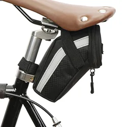 Bike Saddle Bag 1L Small Storage Black Cycling Seat Tail Rear Pouch Bag Accessory Kit Tool Reflective Cycling Accessories