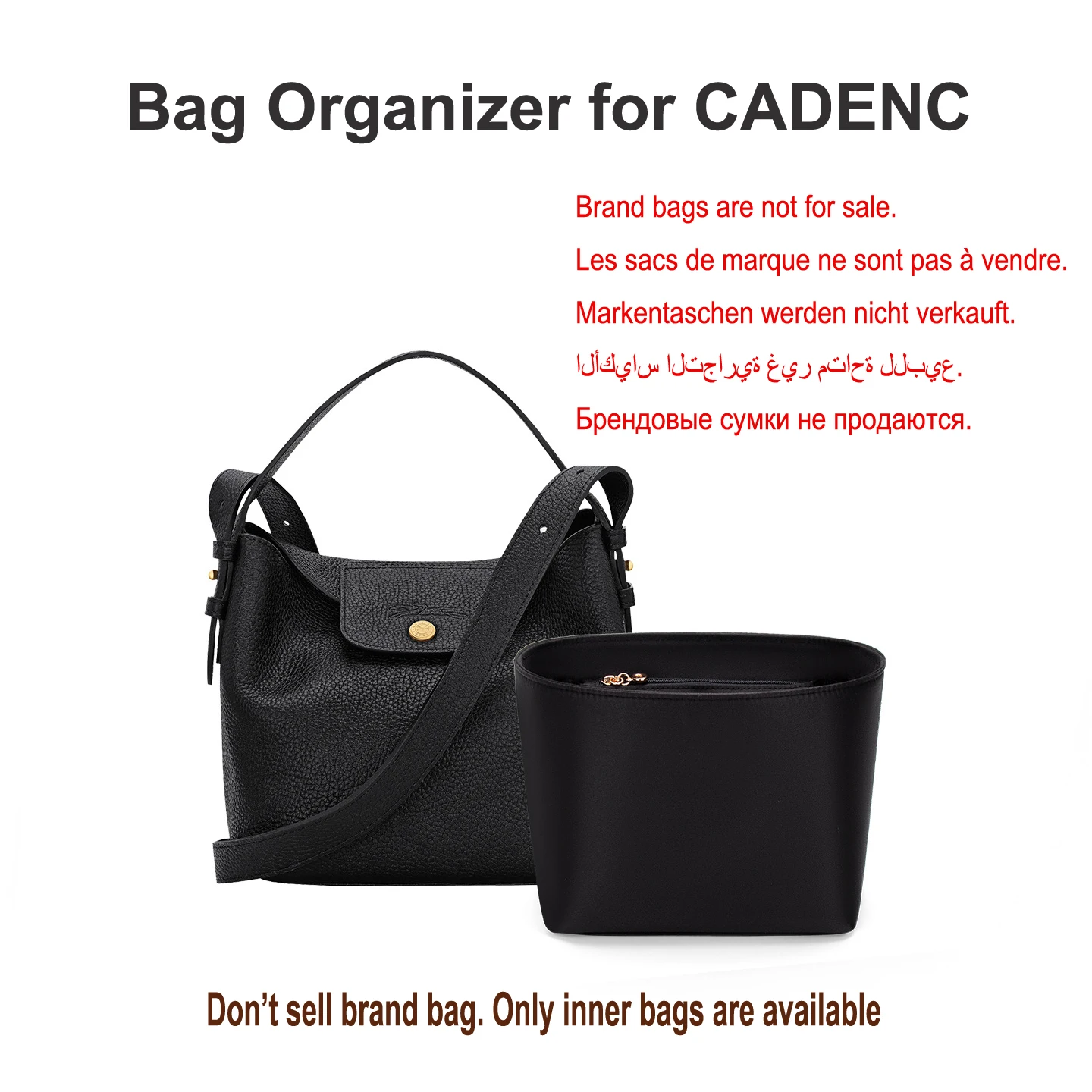 Satin Bag Organizer For Longchamp Le Cadence Lightweight Purse Insert Liner Multi Pocket Bag Inner Shaper Bag Support