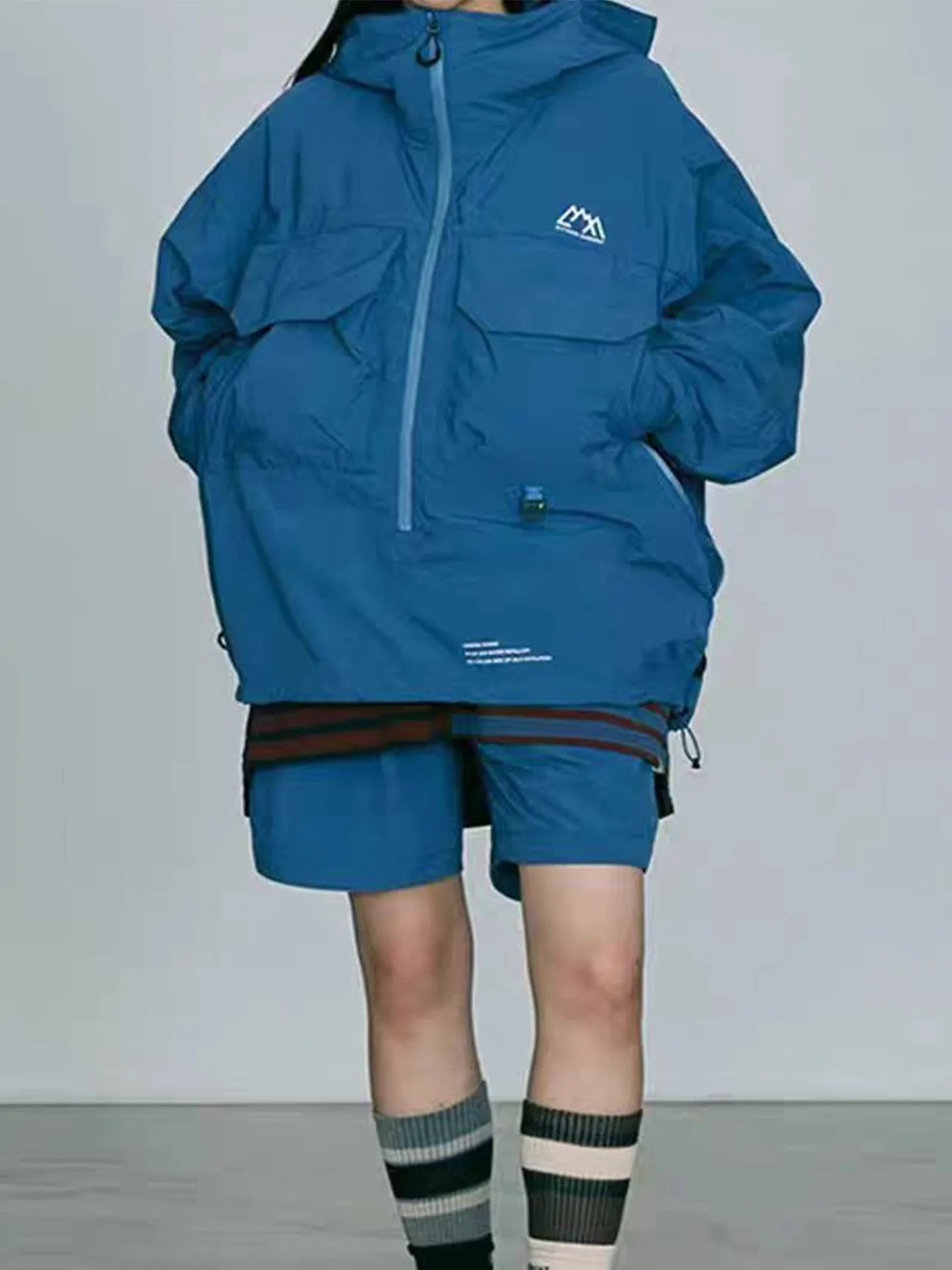 

COMFY Japanese Outdoor Functional Waterproof Large Pocket Half Pull Up Hooded Hoodie Men's and Women's Casual Jacket