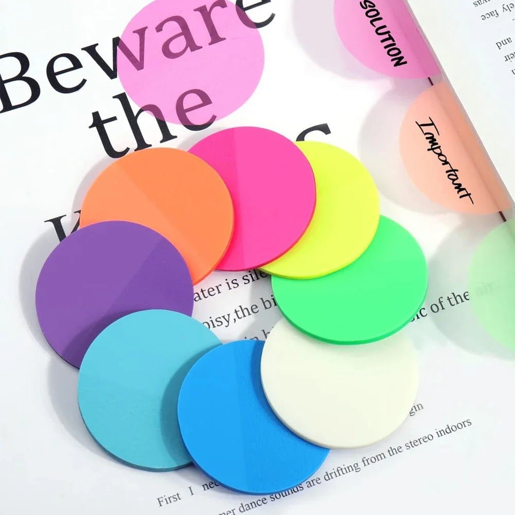 160 Sheets 8 Colours Waterproof Transparent Circular Sticky Note Pads Notepads Journal Student Stationery Office Supplies