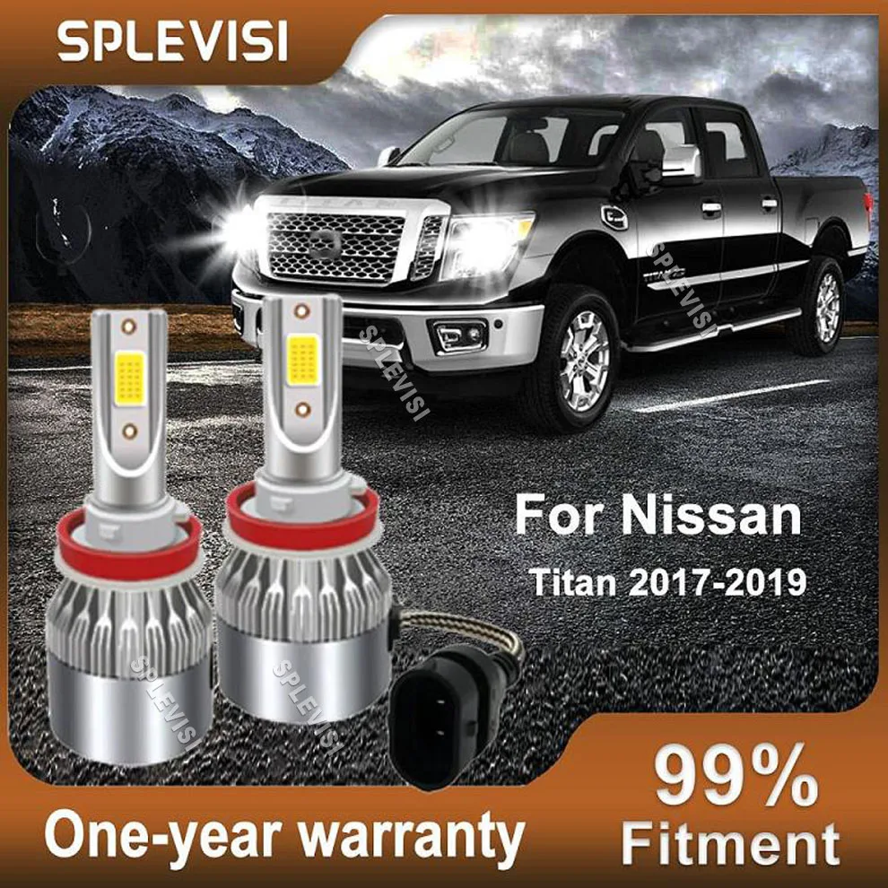 

2Pcs Car Auto LED Headlight Low Beam Bulbs 6000K White Replace Kit For Nissan Titan / Titan XD 2017-2019 Leaf 2018-2020