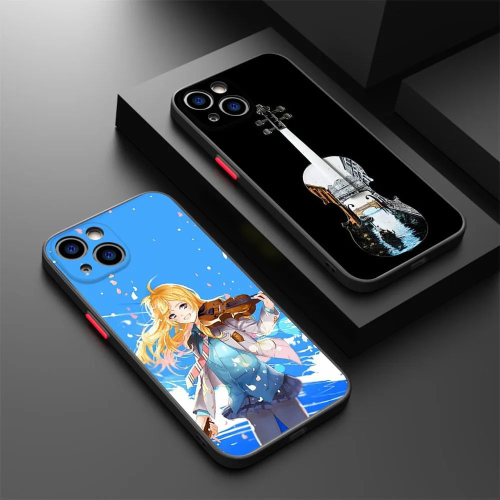 Luxury Violin Cello Girl Frosted Translucent Phone case For iPhone 15 14 13 12 11 Pro Max XS Max SE X XR 7 8 Plus 6S Cover