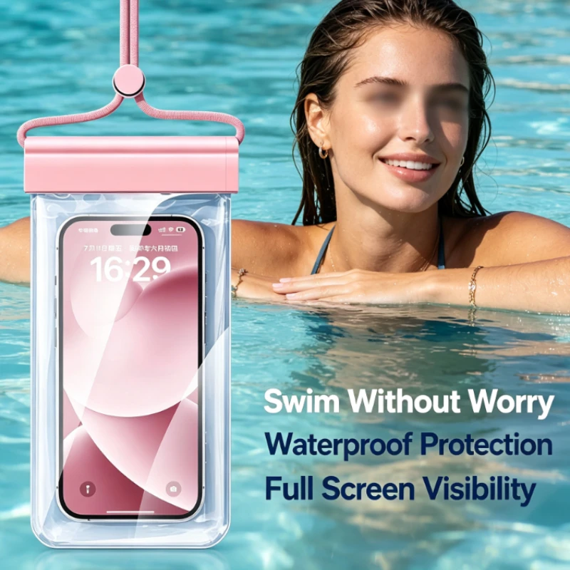 Mobile phone waterproof bag can touch screen to take pictures, swimming transparent diving rainproof mobile phone case, portable