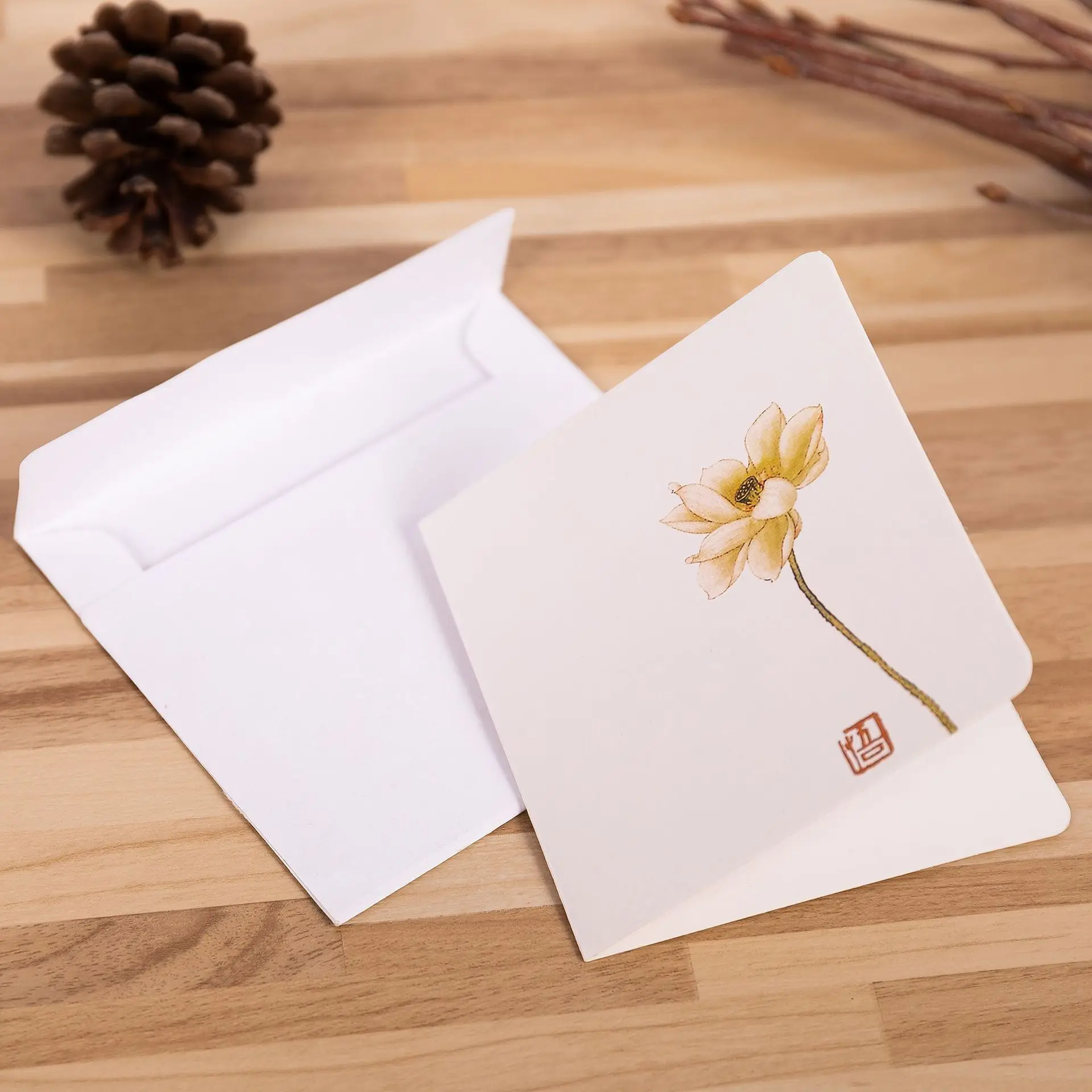 10PCS Chinese style festival art blessing greeting card event, antique retro greeting card creativ blessing grid card postcards