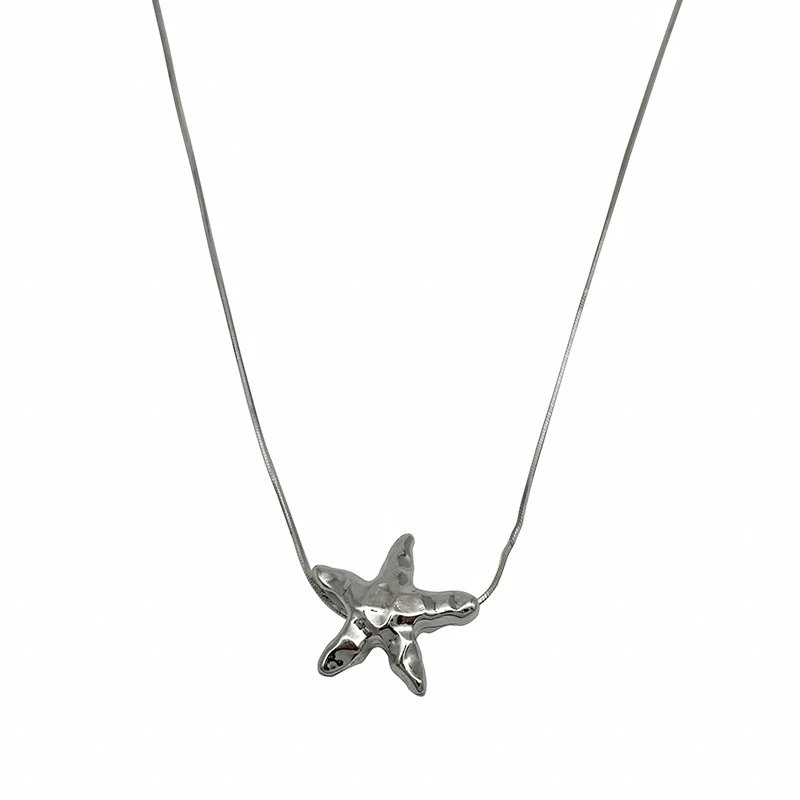 S925 Sterling Silver Starfish Women's Necklace, Small and Versatile, Luxury and Minimalist Choker Collar Chain