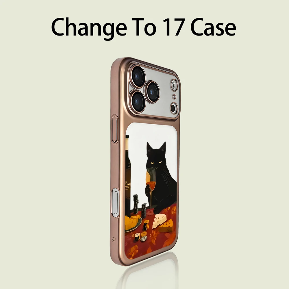 Lustige Schwarze Katze Niedliche Mattierte Hülle für iPhone 13 15 16 Pro Max Hüllen iPhone 17 12 ProMax 11 14 16 17 Plus 17 Air Plating Fundas – Detail 8