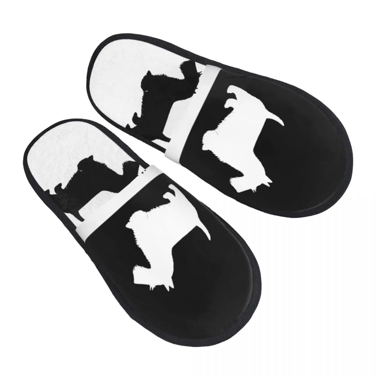 Scottish Terrier House Slippers Women Soft Memory Foam Scottie Dog Slip On Spa Slipper Shoes