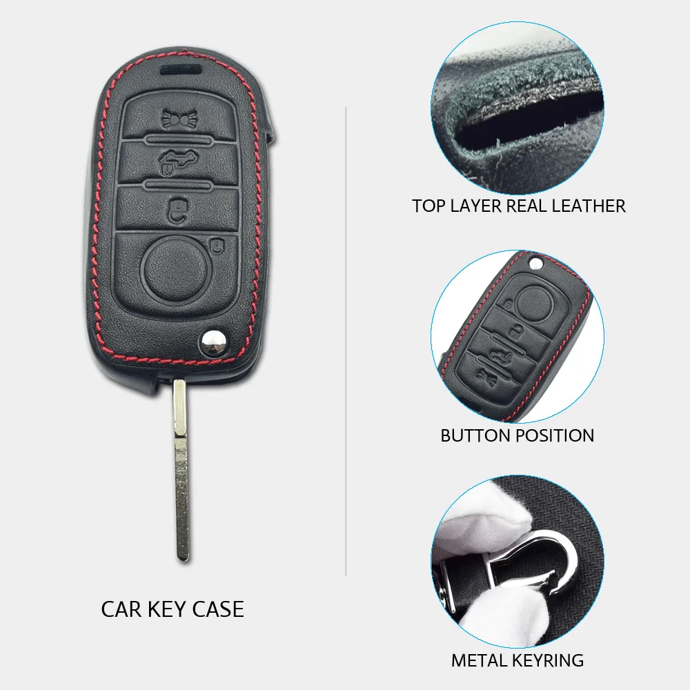 Leder-Autoschlüsselhülle für Fiat 500X Pulse Toro Tipo Cronos Argo 2024 Egea, 4 Tasten, zusammenklappbare Fernbedienung, Schutzhülle – Detail 4
