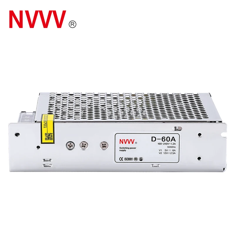 D Series Dual Output Power Supply 24V 5V Power Supply 12V 30W 50W 60W 120W 180W AC To DC Voltage Stabilizer Transformer