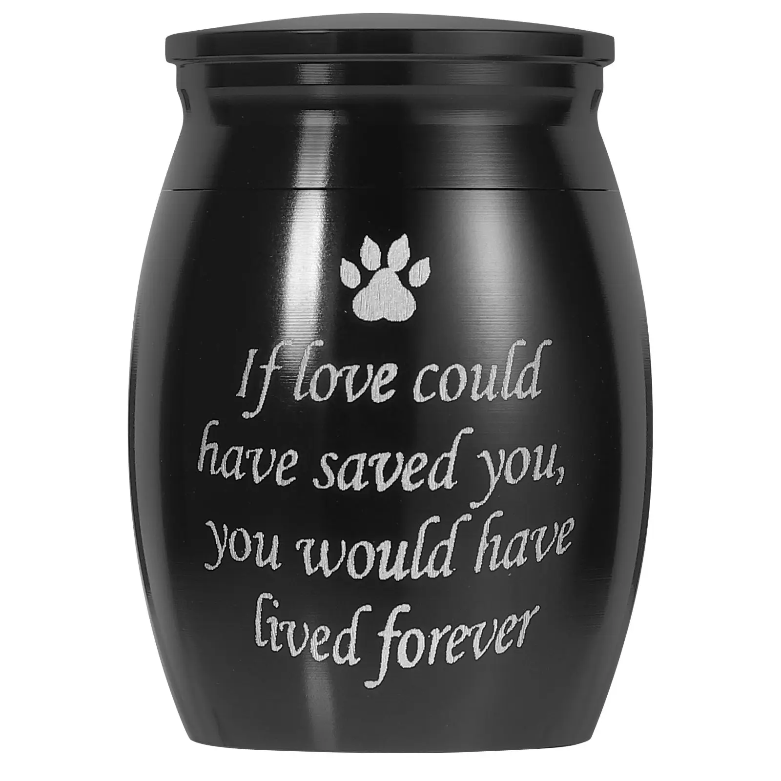 

Pet Urn 40x30mm Black Aluminum Alloy Small Keepsake Cats Dogs Corrosion Resistant Sealed Lid Pet Memorial Storage