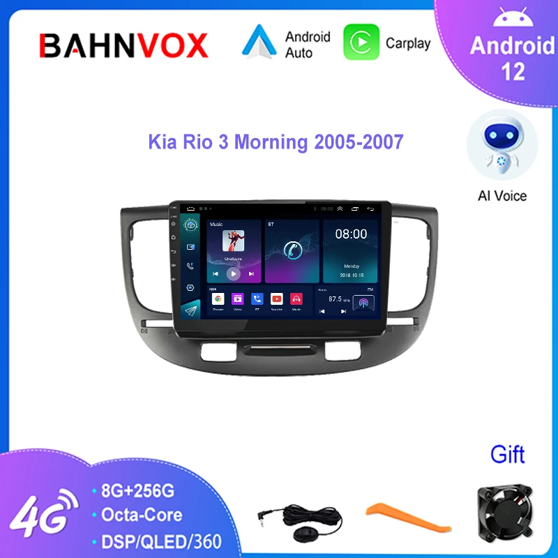 

9" QLED Android 12.0 Car Radio for Kia Rio 3 Morning 2005 2007 Multimidia Player GPS Navigation Carplay Stereo Screen Head Unit