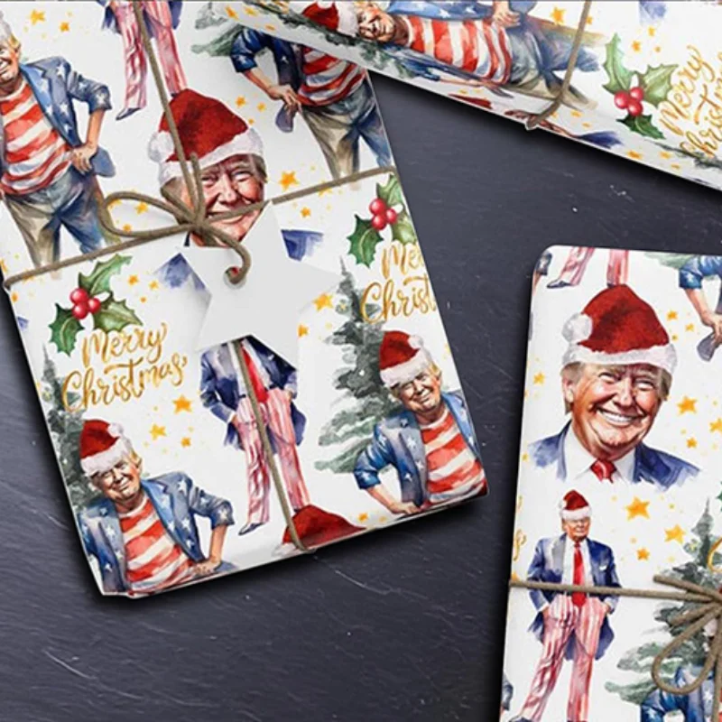 Trump Wrapping Paper Christmas, President Wrapping Paper,  Trump Gift Wrapping Paper, New Year 2025, Party Gifts