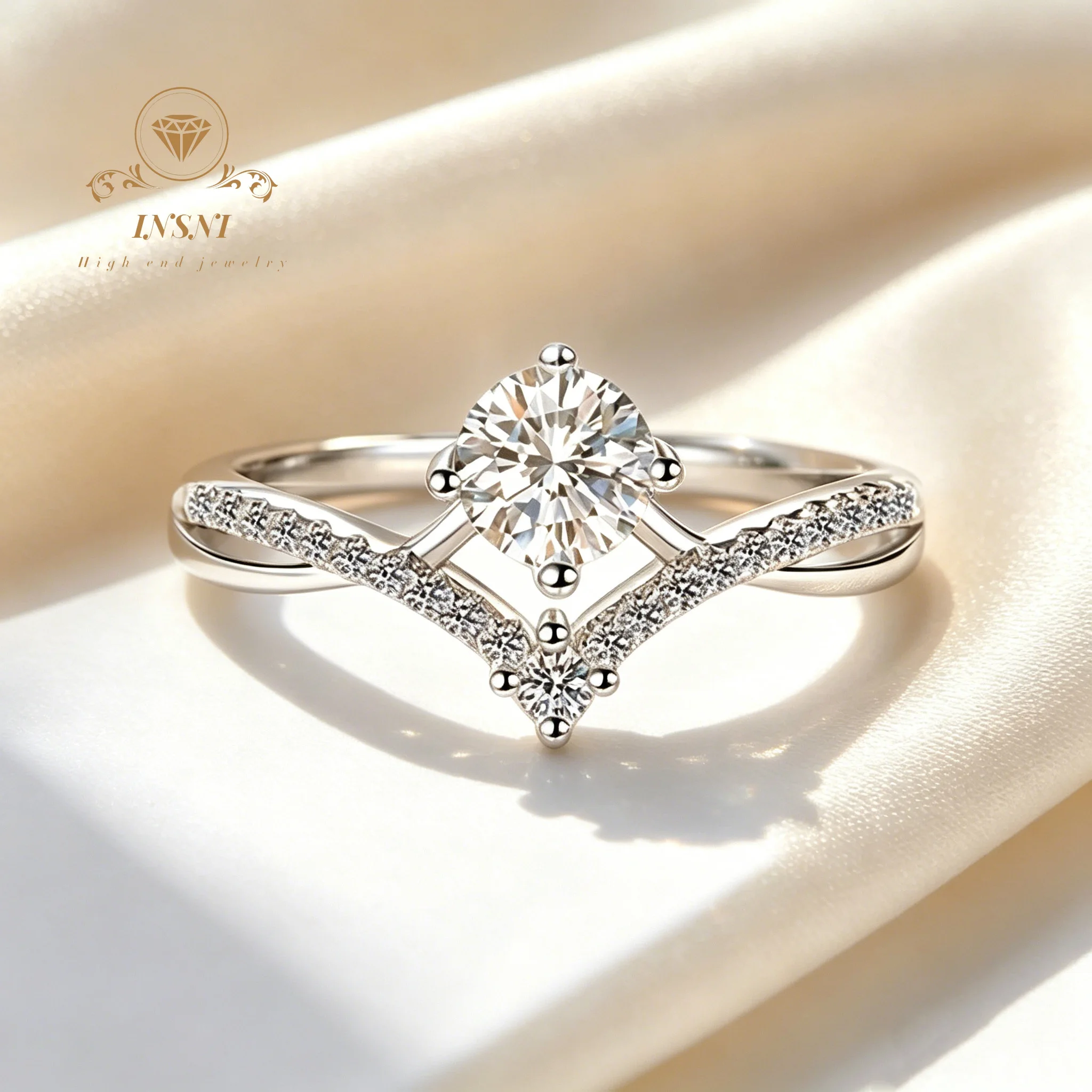 1ct Heart Shape Moissanite Princess Crown Rings S925 Silver Gold Plated Women's Affordable Light Luxury Jewelry Gift for Women