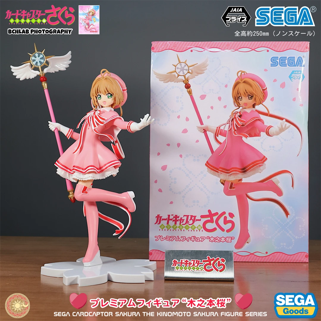 Original Sega Action Figure Cardcaptor Sakura Kinomoto Sakura Kawaii Pvc Anime Figure Collection Model Doll Room Decoration Gift