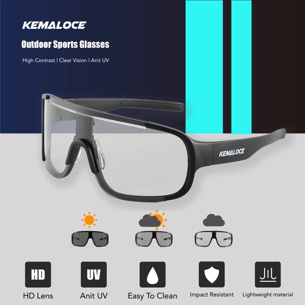 KEMALOCE Men\'s Polarized Cycling Glasses UV400 Windproof Bike Sunglasses Running Eyewear for Mountain Climbing Fishing MTB