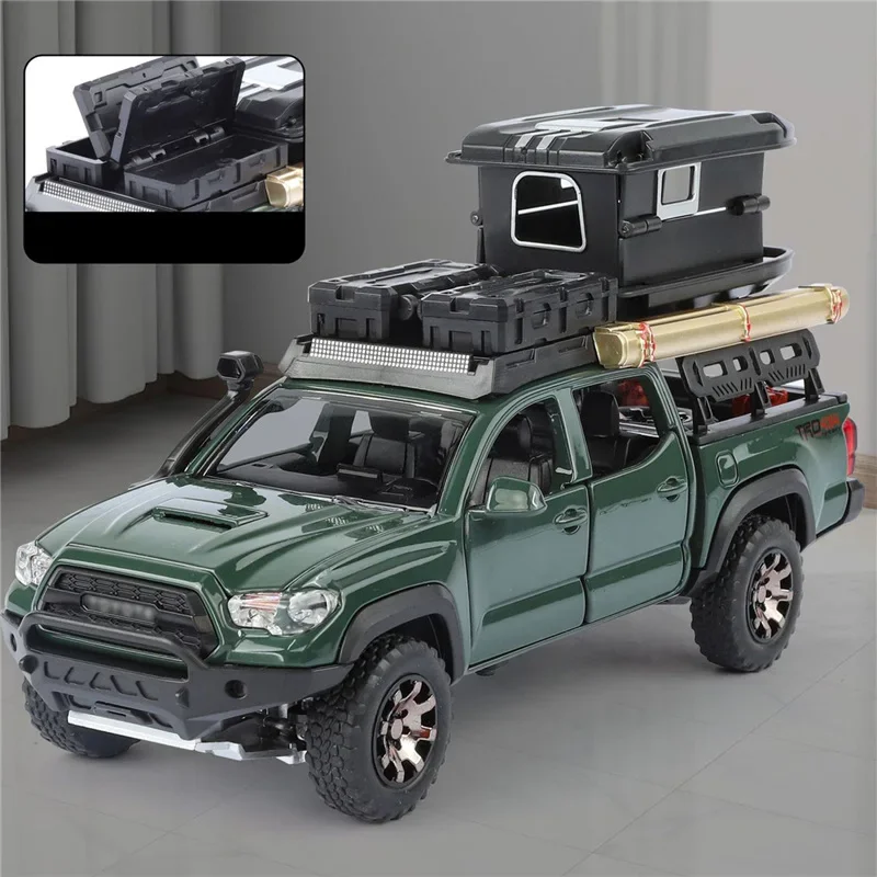 Veicoli fuoristrada in metallo pressofuso Simulazione di luci sonore Giocattoli per bambini Versione da viaggio Pickup Modelli di auto in lega Regalo
