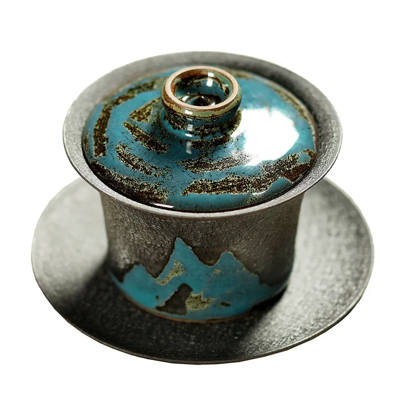 Mu Yan Handmade Thin-Walled Three-Talents Gaiwan Cup, Lin Shipeng's Hand-Painted Celestial Patterns And Landscape, Single