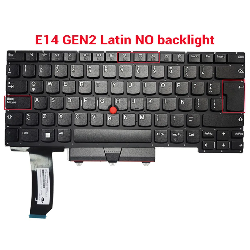 جديد للوحة مفاتيح الكمبيوتر المحمول Lenovo Thinkpad E14 Gen 2 الروسية/الولايات المتحدة/الإسبانية/اللاتينية