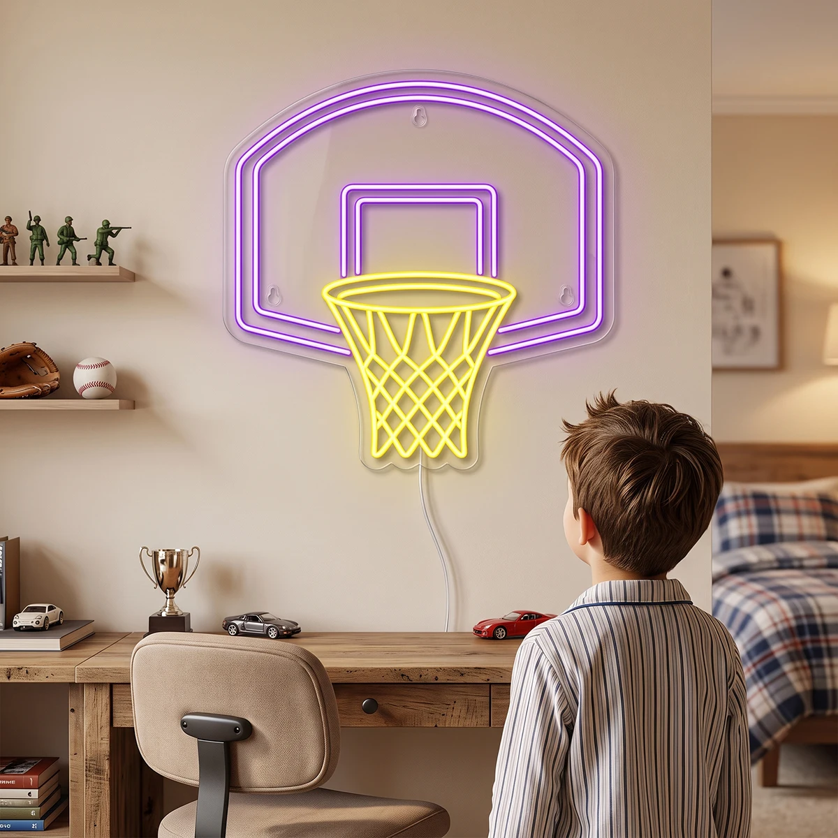 Neon Basketball Hoop with Personalized Name Baby Birthday Party Gift Idea