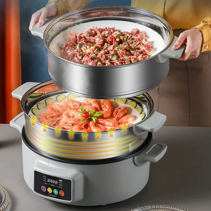 

Electric steamer household large capacity stainless steel steamer extra large commercial