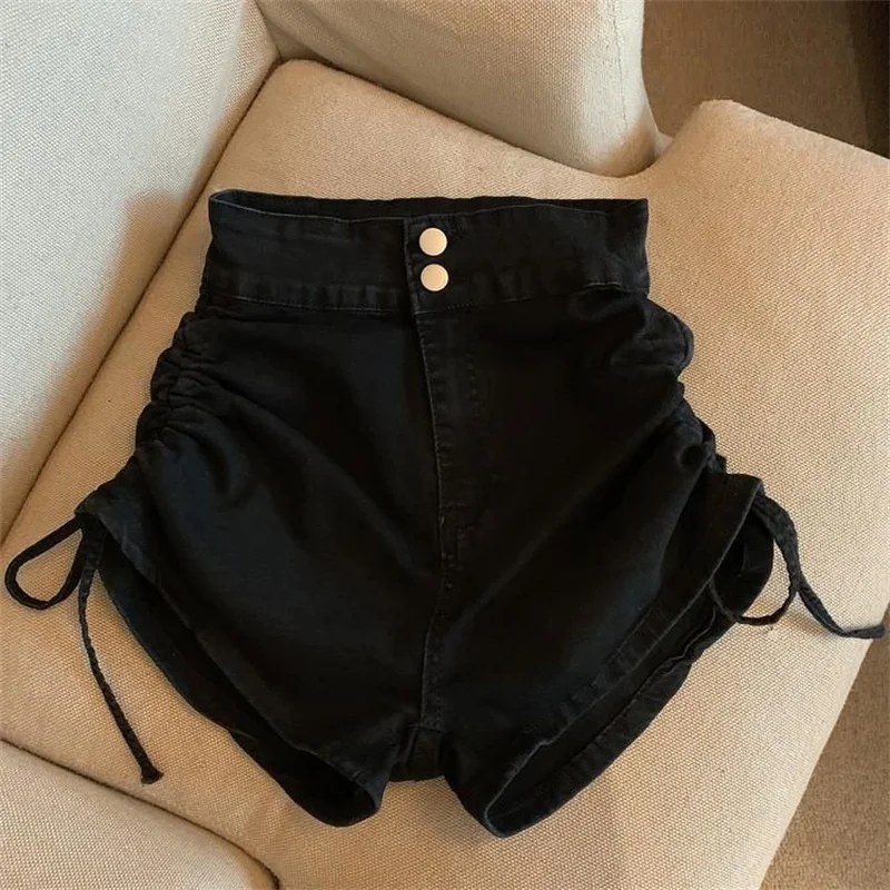 Celana Panjang Pria Model High Waist Wide Leg Gaya Amerika, Desain Tipis Musim Panas, Retro Asimetris, Hot Pants Kasual, Jeans Straight Leg