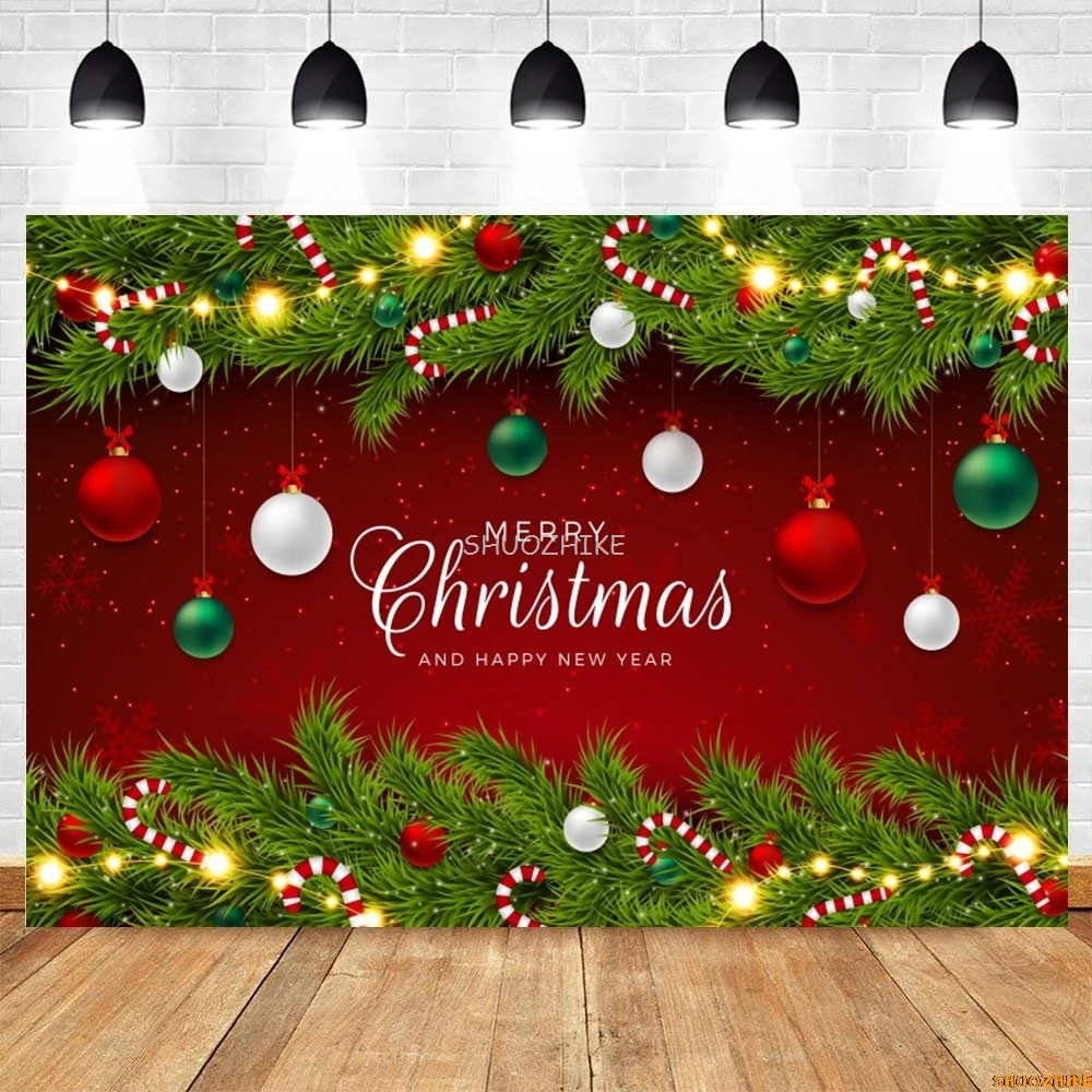 Buon Natale Sfondo Inverno Fiocco di neve Brillante Bokeh Glitter Stella Capodanno Rosso Palla di Natale Bambini Ritratto Fotografia Sfondo