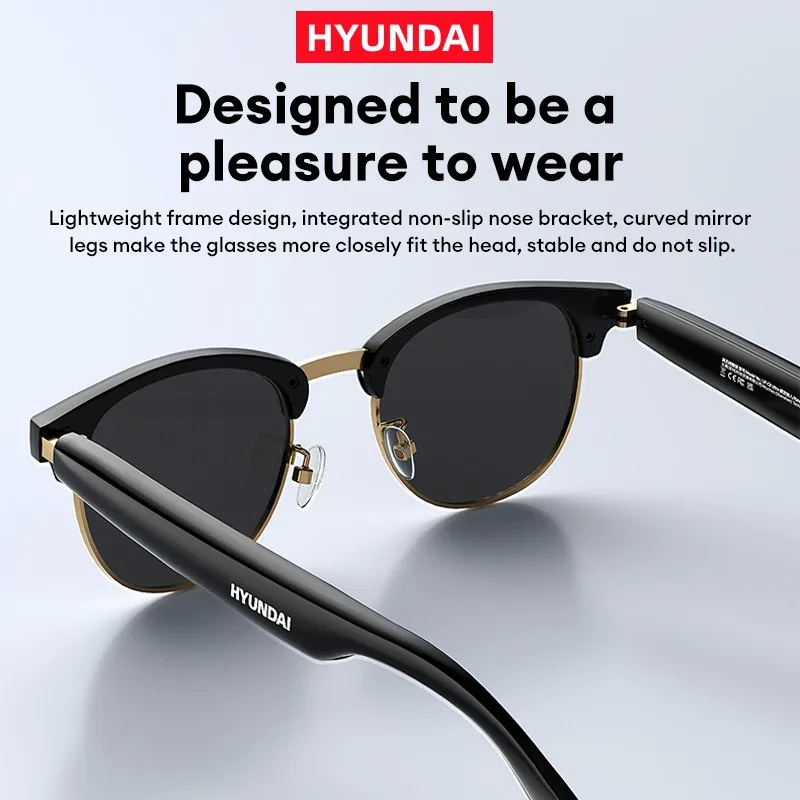 HYUNDAI UF-C8 Ultra Glasses Earphones HD Call Classic Style Sunglasses UV Protection Trend For Outdoor 2025 New