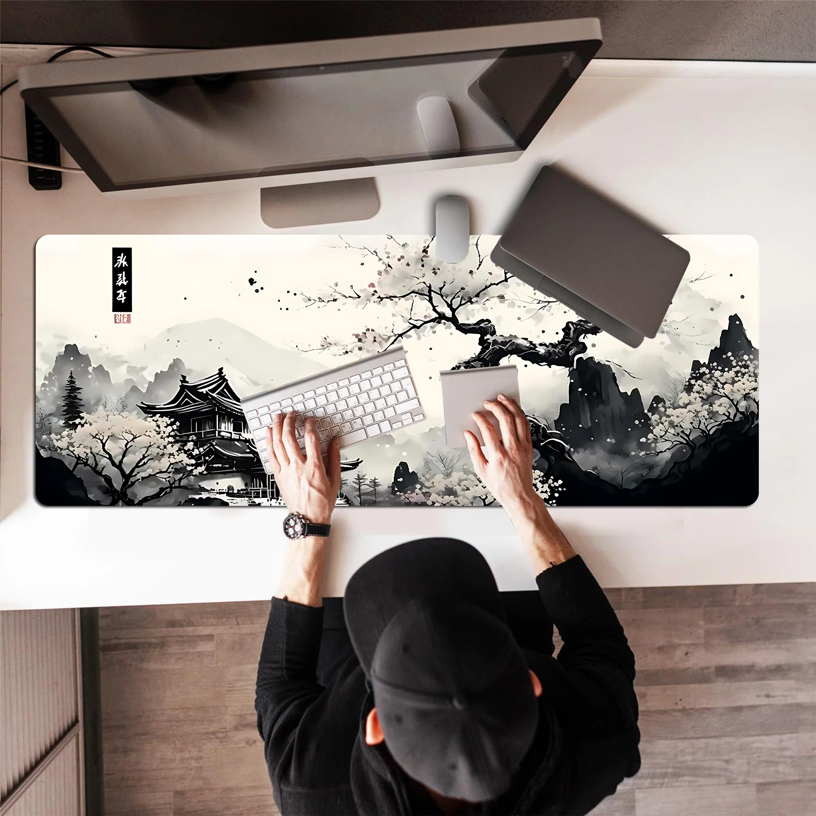 لوحة ماوس مطلية بالحبر للمناظر الطبيعية، لوحة مكتب، حصيرة ماوس للعبة، لوحة ماوس هدية، قاعدة مطاطية مضادة للانزلاق، لوحة مفاتيح ممتدة #3