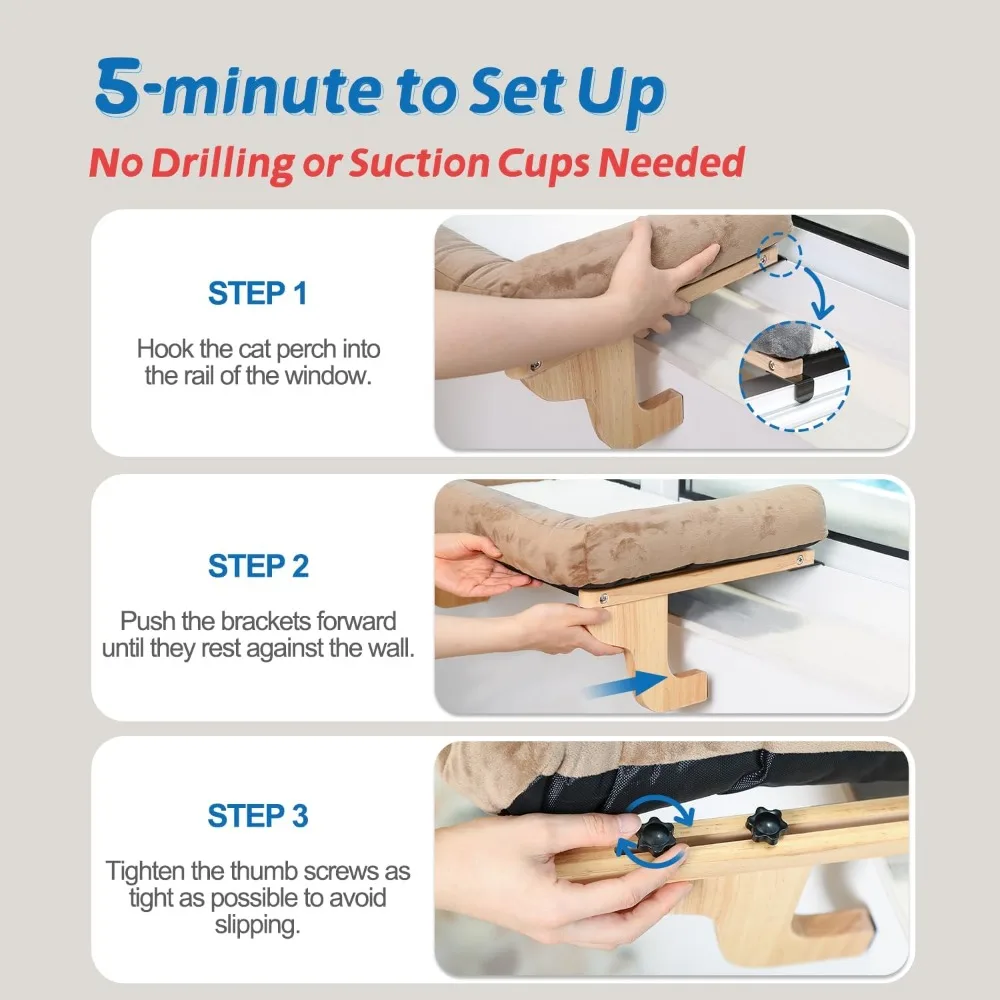 Cat Perch Window Sill Hammock Bed with Bolster Orthopedic Pet Cushion Large Size