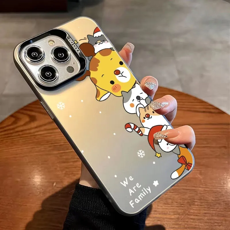 Cute Santa Claus Elk Deer Snowman Christmas Design Phone Case Full Cover For iPhone  XR XS 8 7 Plus 16 Pro Max 15 14 Plus