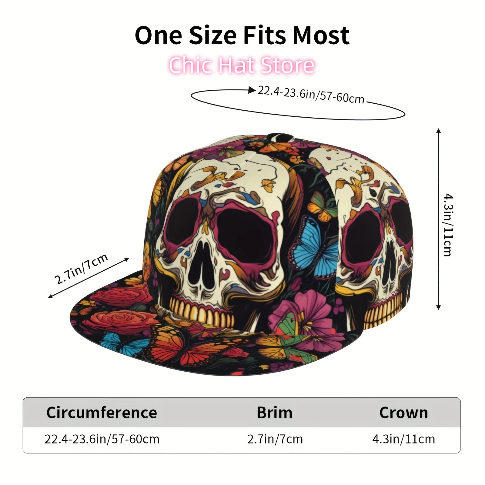 Skull & Rose Adjustable Baseball Cap - Breathable, Lightweight Dad Hat for Men & Women | Perfect for Running, Workouts & Outdoor