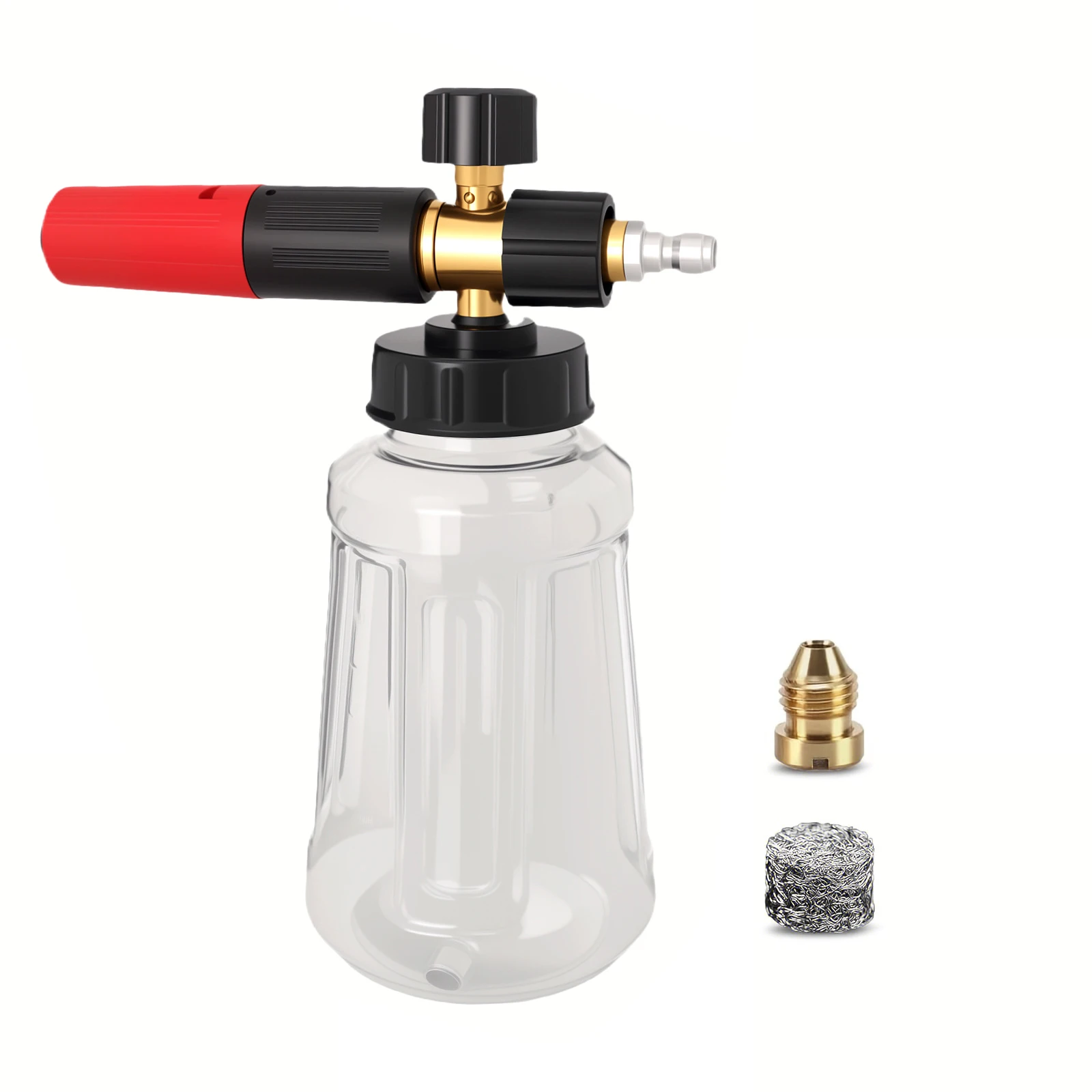 

Foam Cannon Kit: 1L Transparent Bottle + Foam Mesh + Nozzle, Adjustable High Pressure Sprayer for Pressure Washer Car Detailing