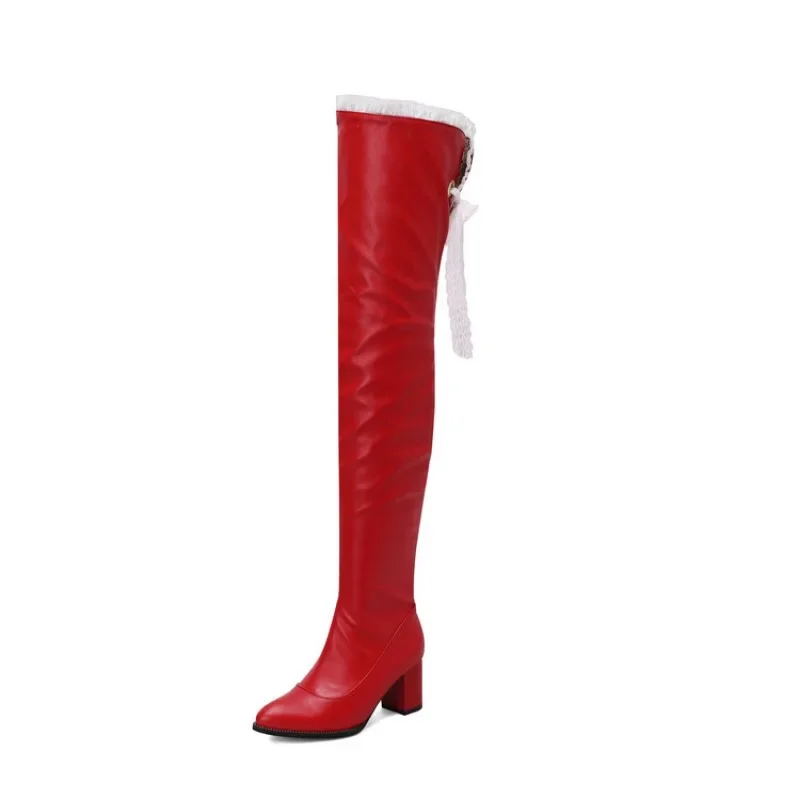 High quality autumn and winter women's shoes  Thick Heel Thigh High Boots Women Fashion trend Wedding