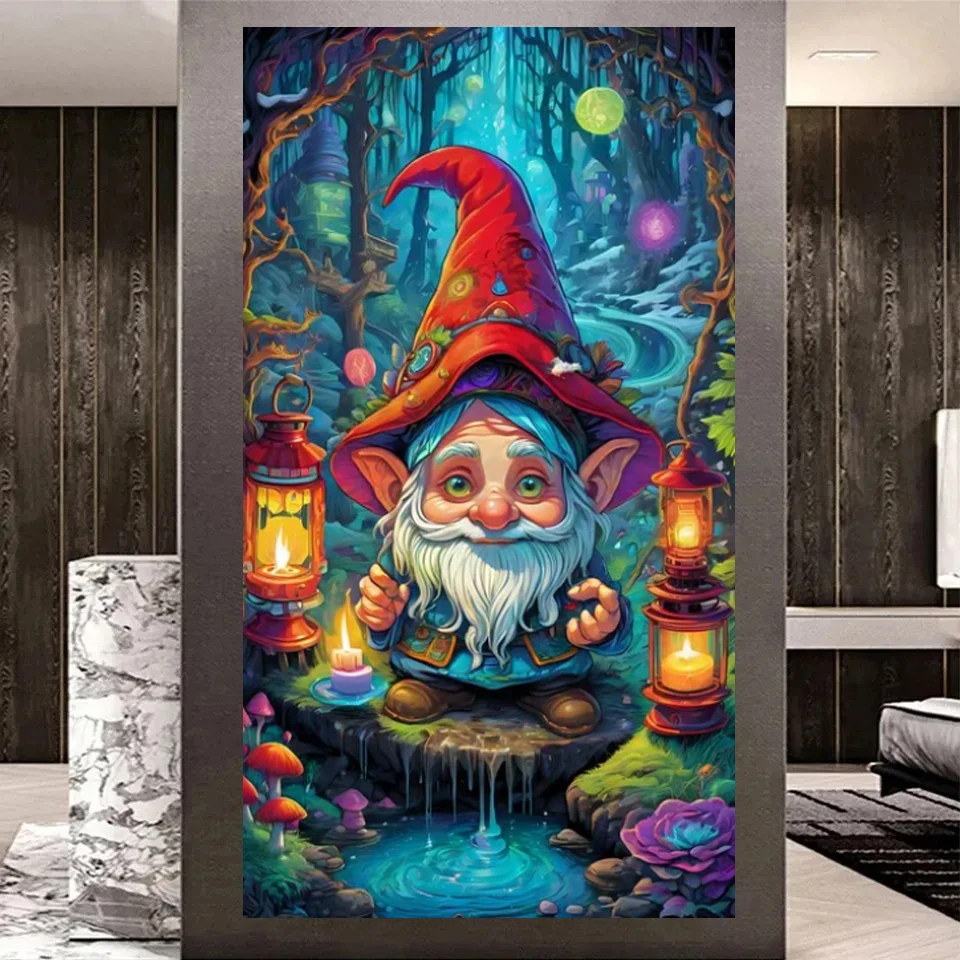 Large Cute Gnomes 5D DIY Diamond Painting Full Diamonds Mosaic Santa Bonfire Cross Stitch Snow Landscape Christmas Decor V553