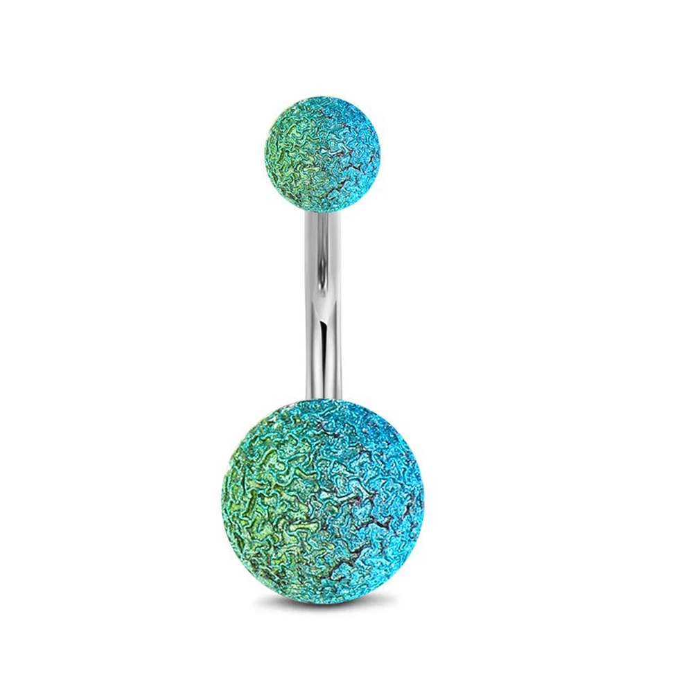 1PCS Belly Button Rings Stainless Steel 14G CZ Navel Rings 10mm Piercing Barbell Body Jewelry Green Style for Women Girls