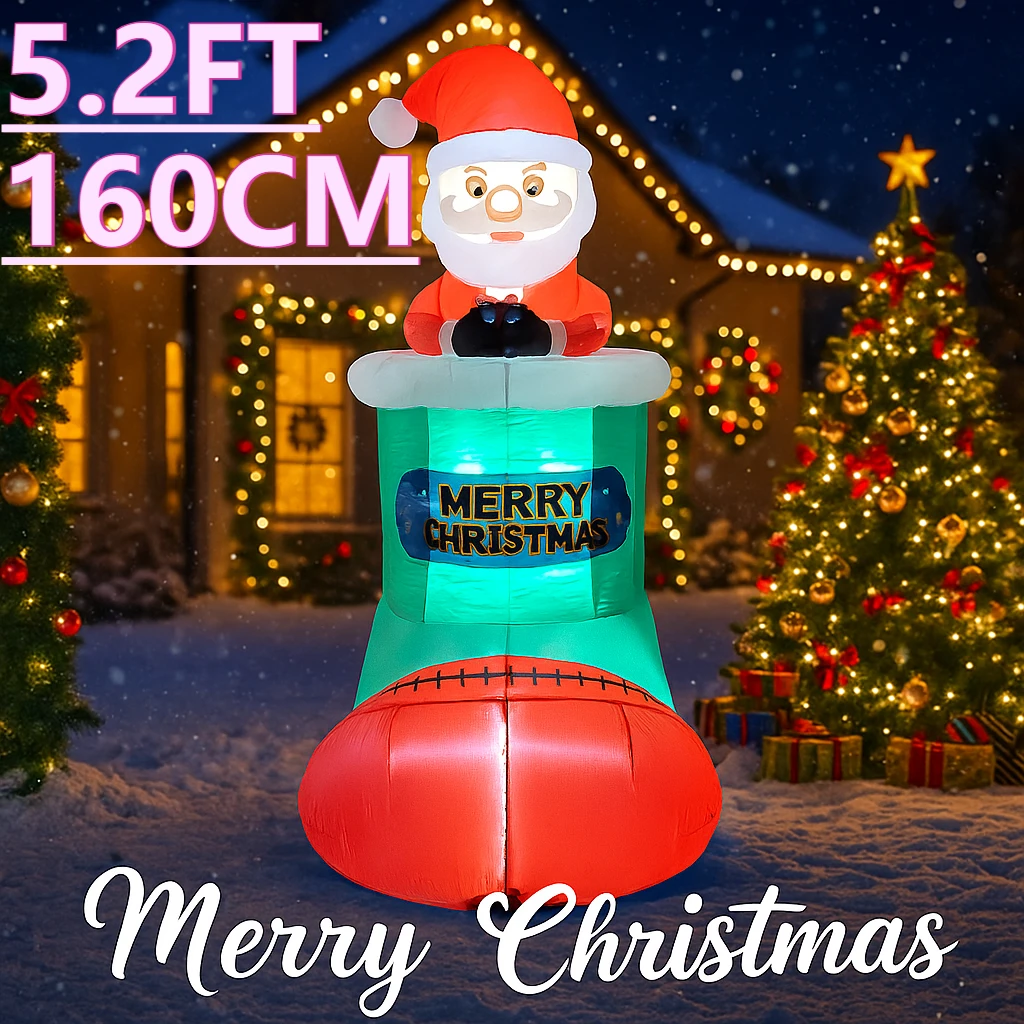 5.2FT LED نفخ عيد الميلاد ساحة ديكور العملاق سانتا تخزين نموذج عيد الميلاد لعبة لوازم المنزل الحلي هدايا تزيين في العطلة #1