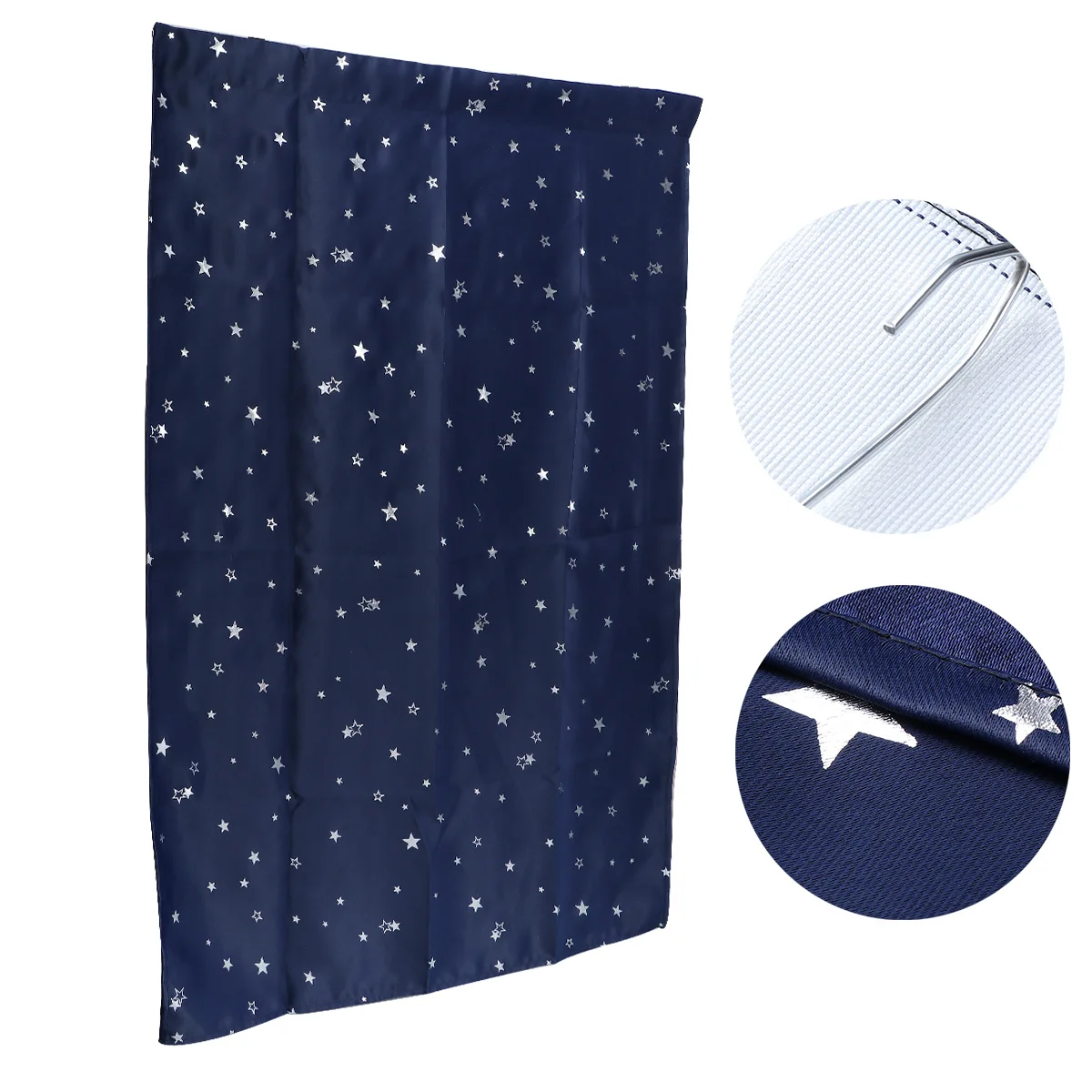 Tirai Blackout 100x130cm Motif Bintang untuk Dekorasi Kamar Tidur, Ruang Tamu, Kamar Mandi, Panel Grommet Penggelap Warna Biru Dongker