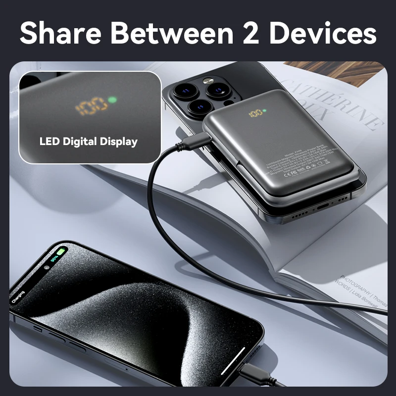 Vention PD20W Magnetic Power Bank 10000mAh Portable PowerBank for Strong Magentic Hold for iPhone 16 15 14 13 12 Pro Max Samsung