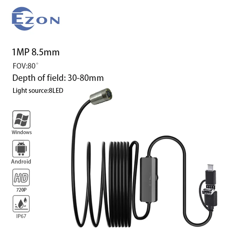 

Industrial Endoscope HD 720P Automotive Borescope Inspection Camera 8.5MM Lens for Phone Cars Checking Waterproof