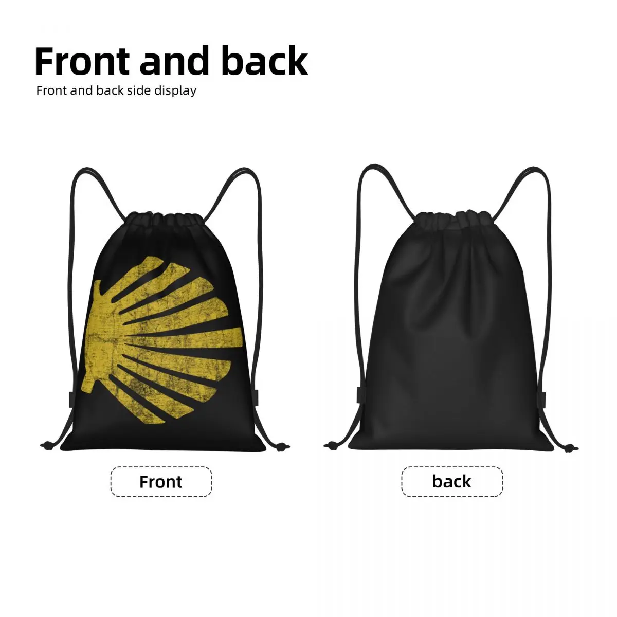 Camino De Santiago Drawstring Backpack Sports Gym Bag for Men Women Scallop Shell Hike Training Sackpack