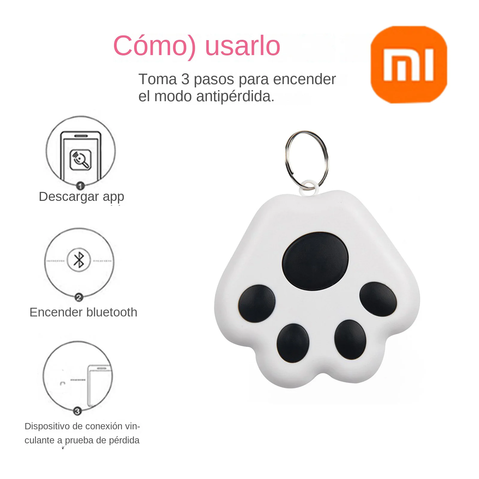 Xiaomi-ミニGPSペット,犬の足の形,ロス防止,ワイヤレス,Bluetoothロケーター,ペット,子供,バッグ,財布,鍵,首輪,アクセサリー