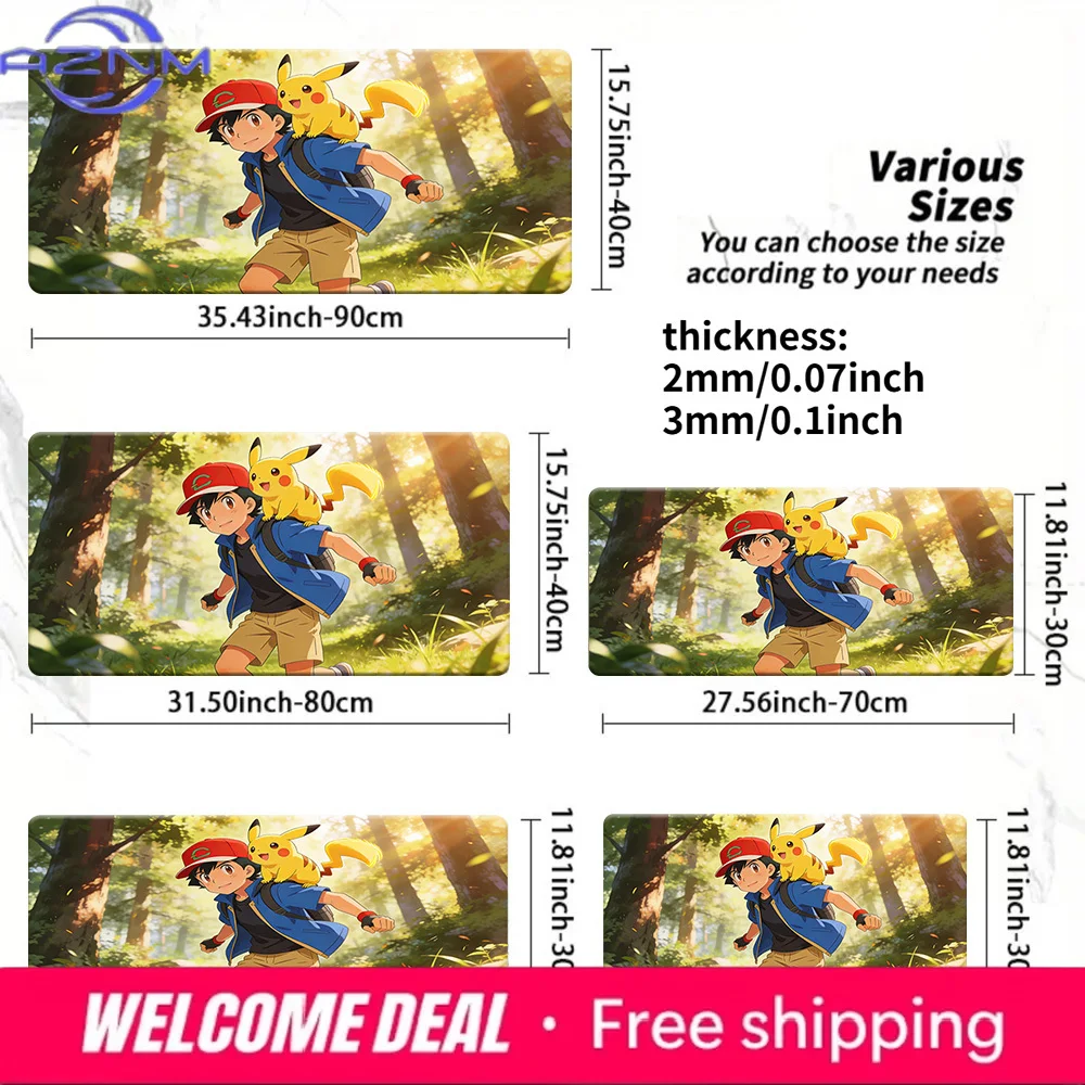 

Ash & Pikachu Running Forest Gaming Desk Mat Non-Slip Washable Mouse Pad