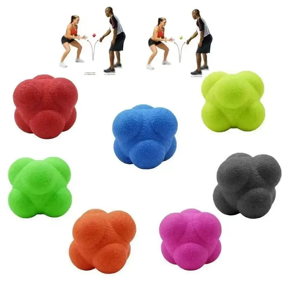 Coordination agile mouvement de réflexion balle de réaction hexagonale Silicone Fitness entraînement balle jeu garçon anneau jeu de lancer amusant