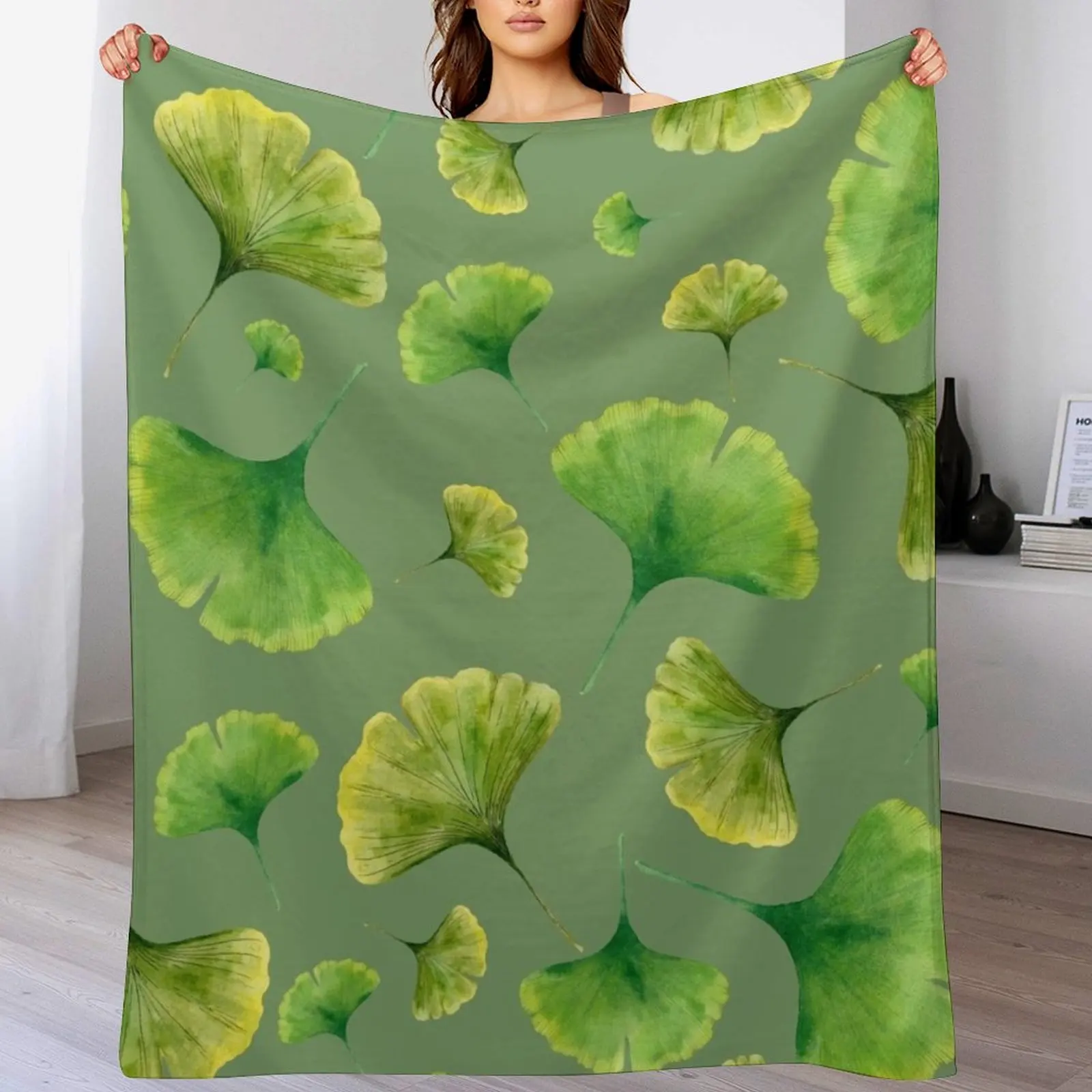 

Ginko leaf Throw Blanket manga Moving Blankets